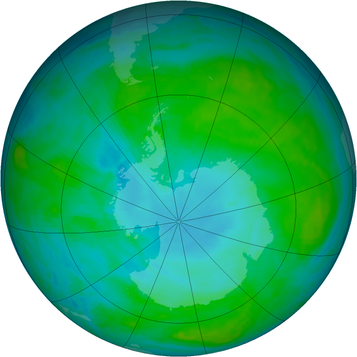 Antarctic ozone map for 27 January 1988